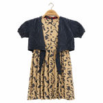 Load image into Gallery viewer, Girls Jacquard Linen Twin Set with Plain Bolero