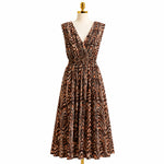 Load image into Gallery viewer, Zebra Print Surplice Midi Dress