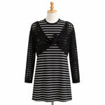 Load image into Gallery viewer, Crochet Shrug & Striped Dress Set