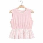 Load image into Gallery viewer, Girls Linen Lace Peplum Top and Wide-Leg Pants Set