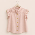 Load image into Gallery viewer, Pleated Yoke Ruffle Sleeve Blouse