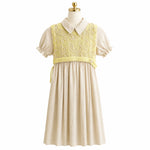 Load image into Gallery viewer, Girls Linen Dress with Decorative Vest Set