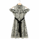 Load image into Gallery viewer, Off Shoulder Printed Dress with Waist Tie