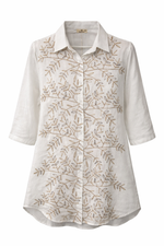 Load image into Gallery viewer, Floral Embroidered Button-Up Shirt