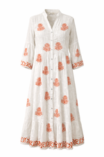 Load image into Gallery viewer, White Printed Midi Dress