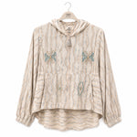 Load image into Gallery viewer, Embroidered Hooded Zip Blouse