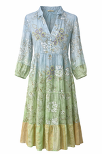 Load image into Gallery viewer, Floral Embroidered Tiered Midi Dress