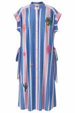 Load image into Gallery viewer, Embroidered Stripe Shirt Dress