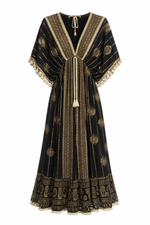 Load image into Gallery viewer, Embroidered Tassel Tie Midi Dress