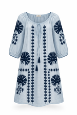 Load image into Gallery viewer, Embroidered Tie Neck Dress
