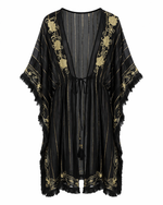 Load image into Gallery viewer, Fringe Trim Tie Front Kaftan