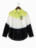 Load image into Gallery viewer, Tie-Dye Linen Shirt with Brooch