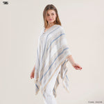Load image into Gallery viewer, Striped Fringe Poncho