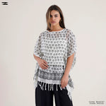 Load image into Gallery viewer, Fringe Trim Printed Poncho