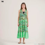 Load image into Gallery viewer, Printed Tassel Trim Midi Dress