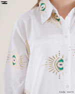 Load image into Gallery viewer, Embroidered Eye Print Shirt Dress