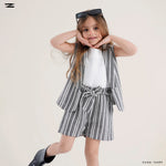 Load image into Gallery viewer, Striped Linen Vest and Shorts Set with Inner Top