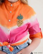 Load image into Gallery viewer, Tie-Dye Linen Shirt with Brooch