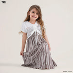 Load image into Gallery viewer, Striped Tiered Dress with Crochet Shrug