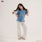 Load image into Gallery viewer, Blue Pattern Short Sleeve Shirt