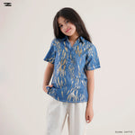 Load image into Gallery viewer, Blue Pattern Short Sleeve Shirt