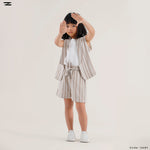 Load image into Gallery viewer, Striped Linen Vest and Shorts Set with Inner Top