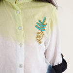 Load image into Gallery viewer, Tie-Dye Linen Shirt with Brooch