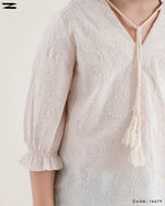 Load image into Gallery viewer, Embroidered Tie Neck Blouse