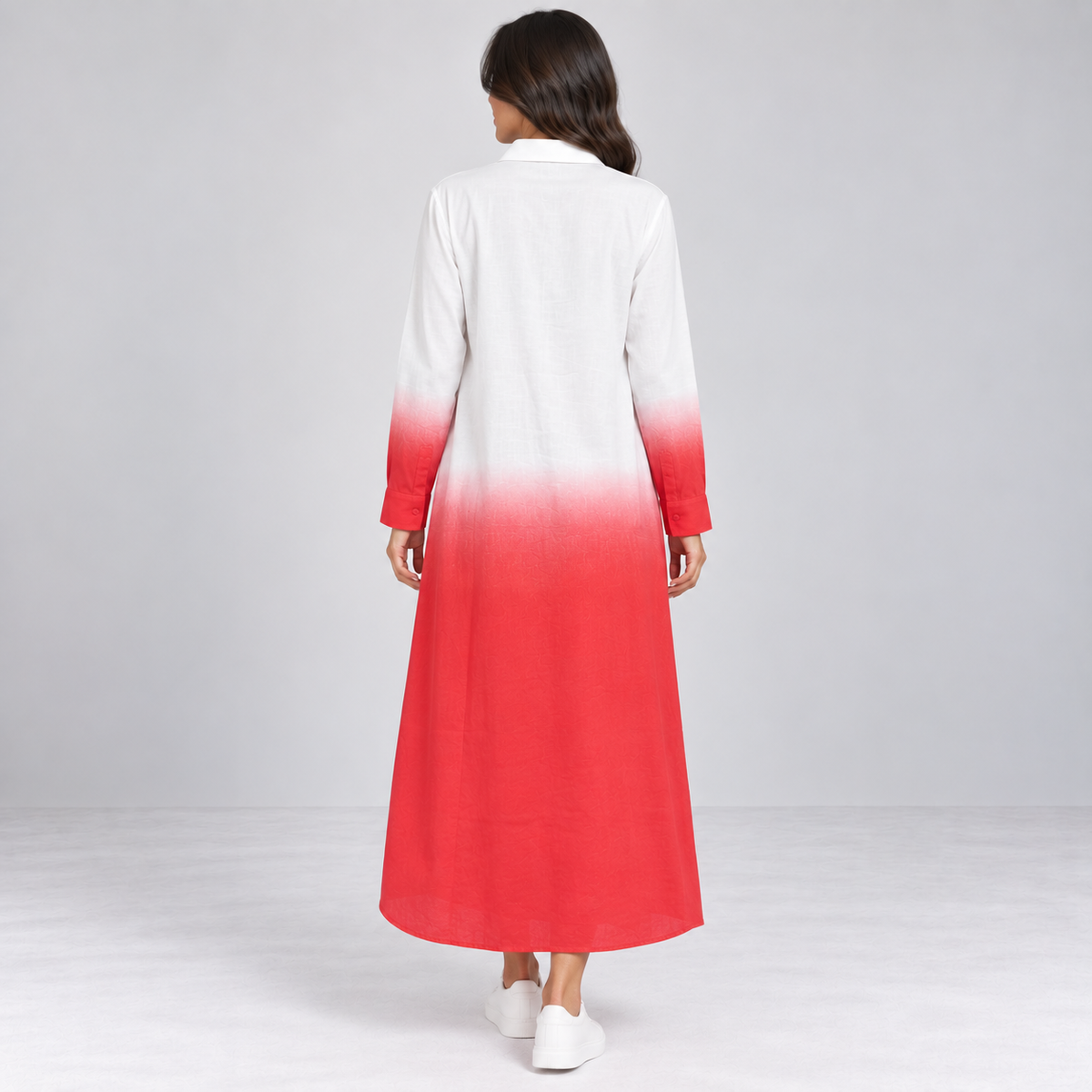 Women Ombre Button-Down Maxi Dress