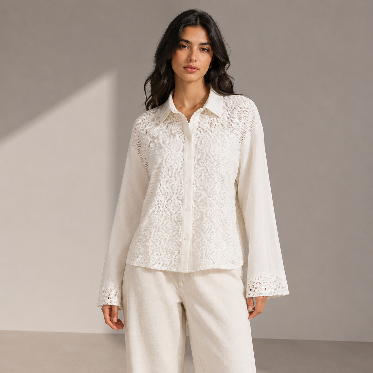 Women Panel Button-Up Shirt