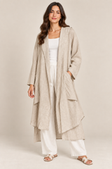 Women Textured Longline Open-Front Cardigan