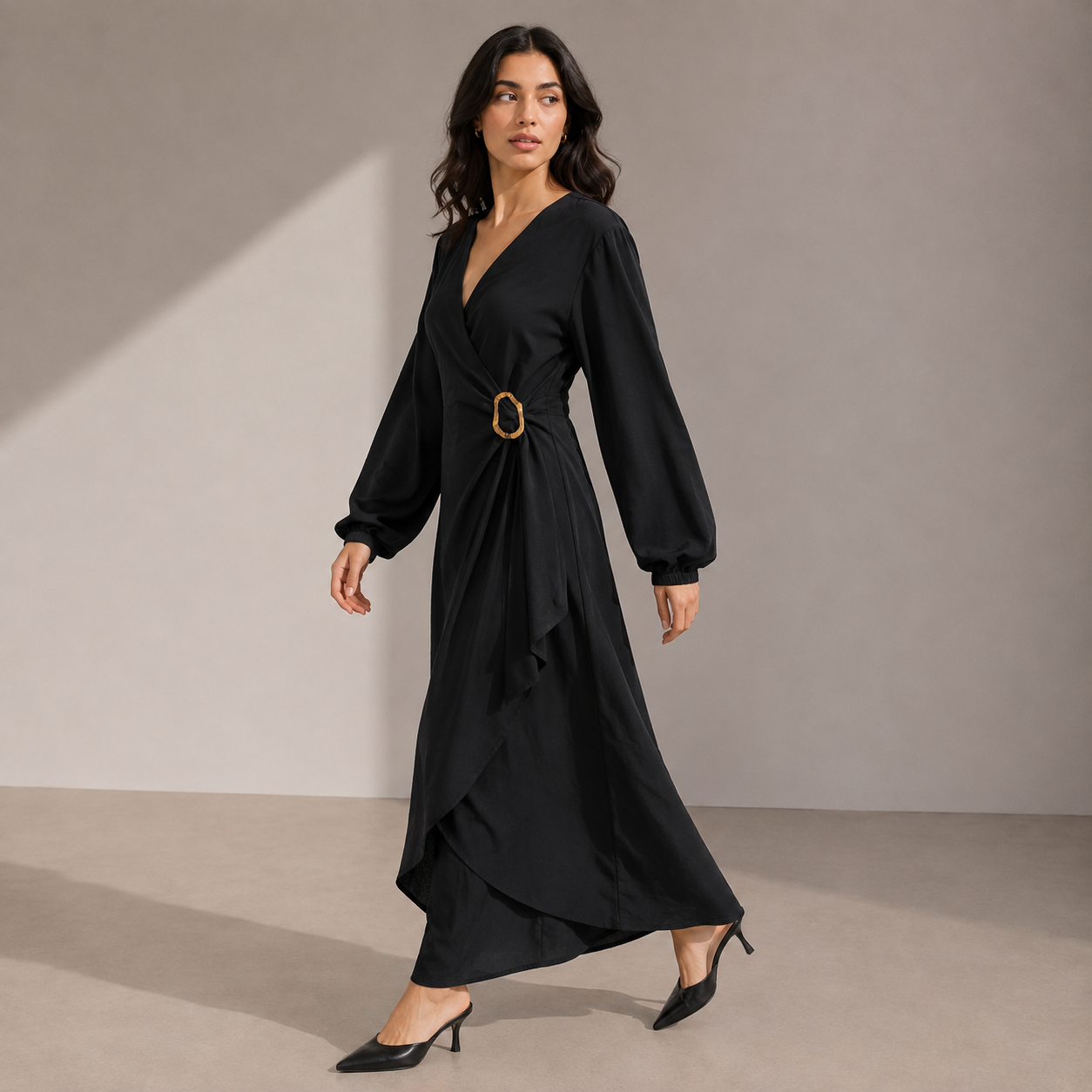 Women Wrap Buckle Dress