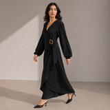 Women Wrap Buckle Dress