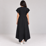 Women Button-Front Flutter Sleeve Midi Dress