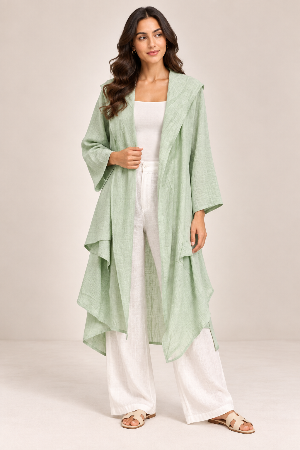 Women Textured Longline Open-Front Cardigan