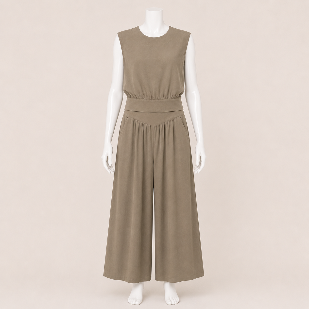Women Sleeveless Wide Leg Suit