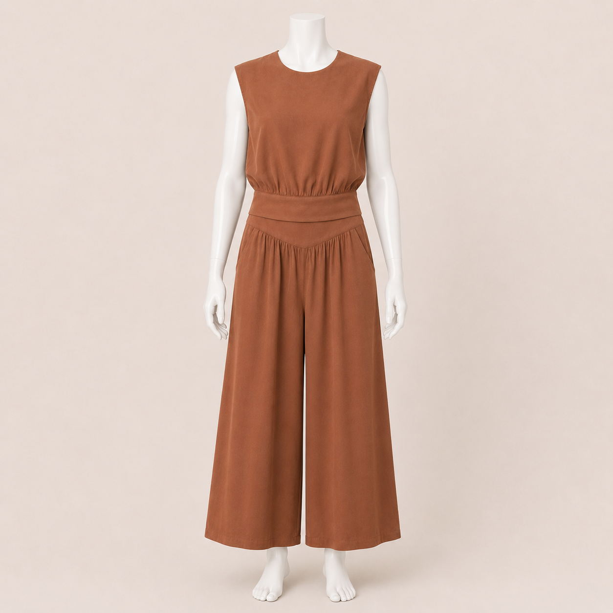 Women Sleeveless Wide Leg Suit