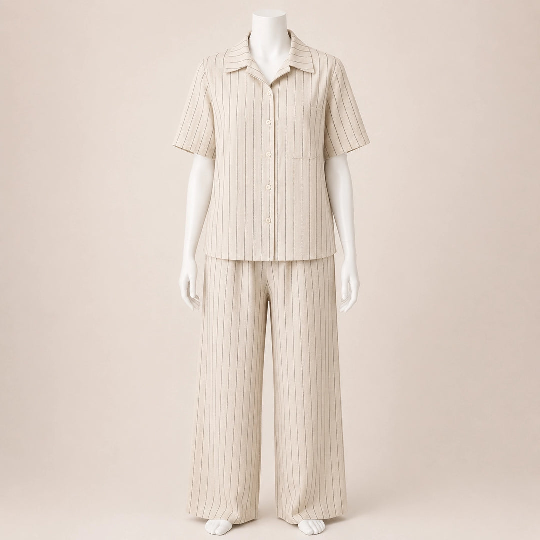 Women Striped Shirt & Pants Set
