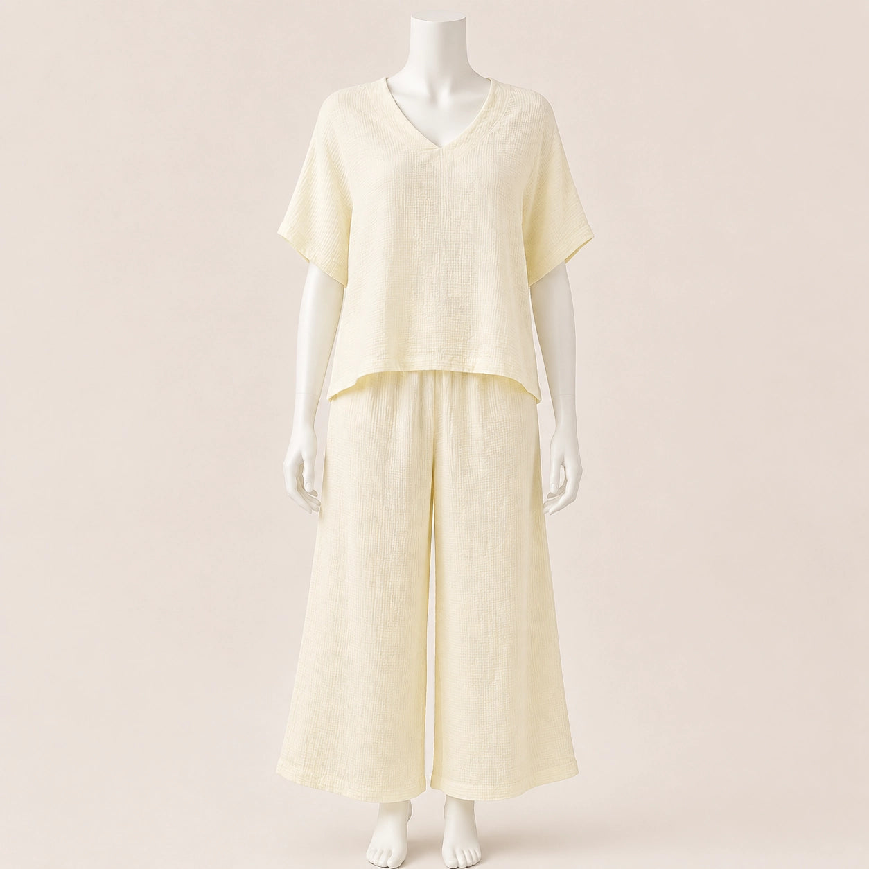 Women Crinkle Cotton Top & Pants Set