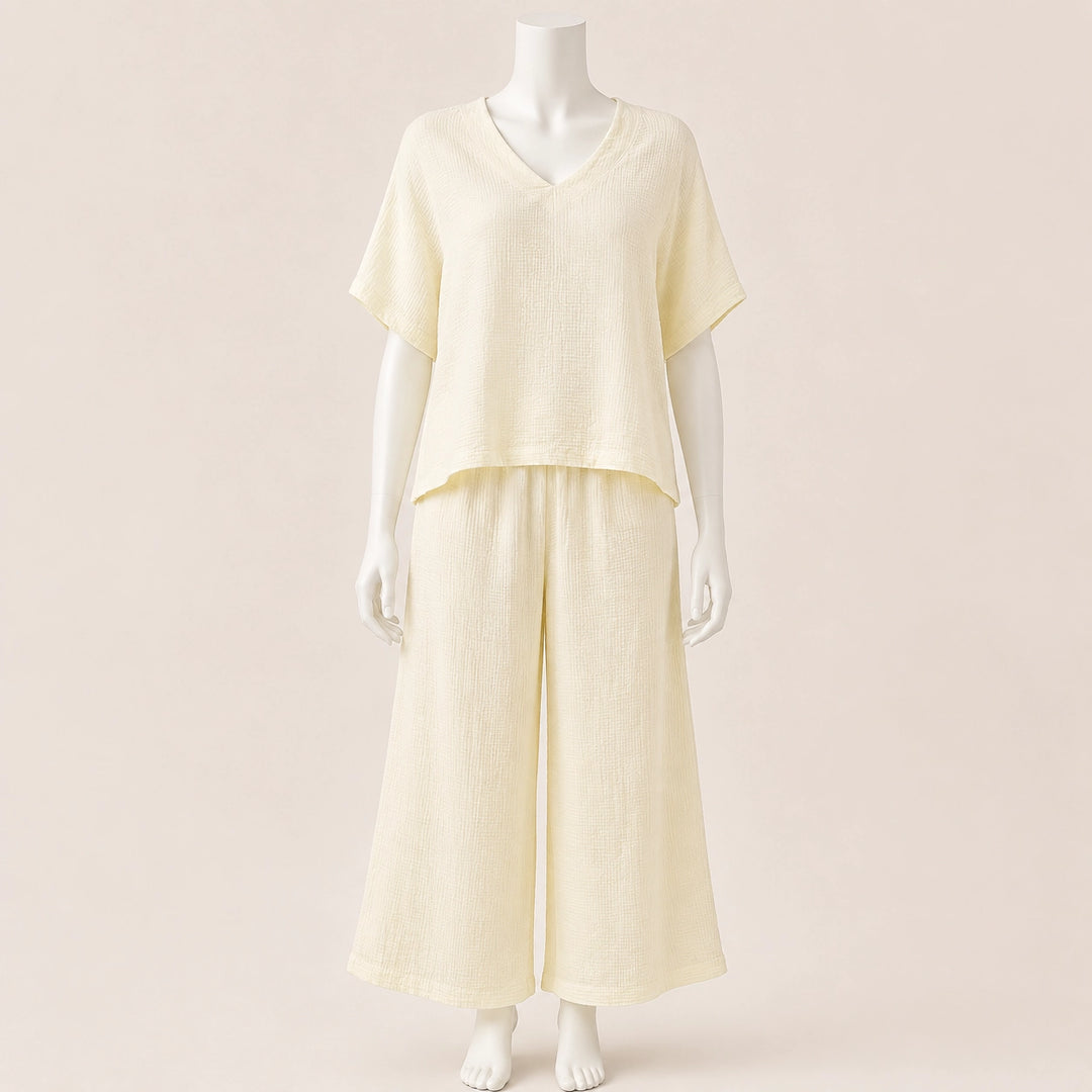 Women Crinkle Cotton Top & Pants Set