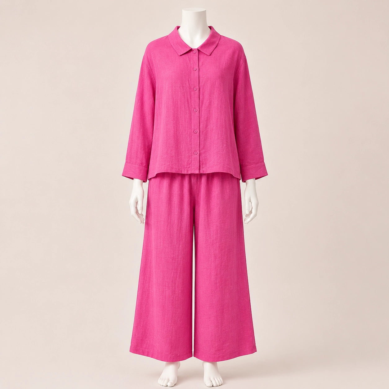 Women Shirt and Wide Leg Pants Set