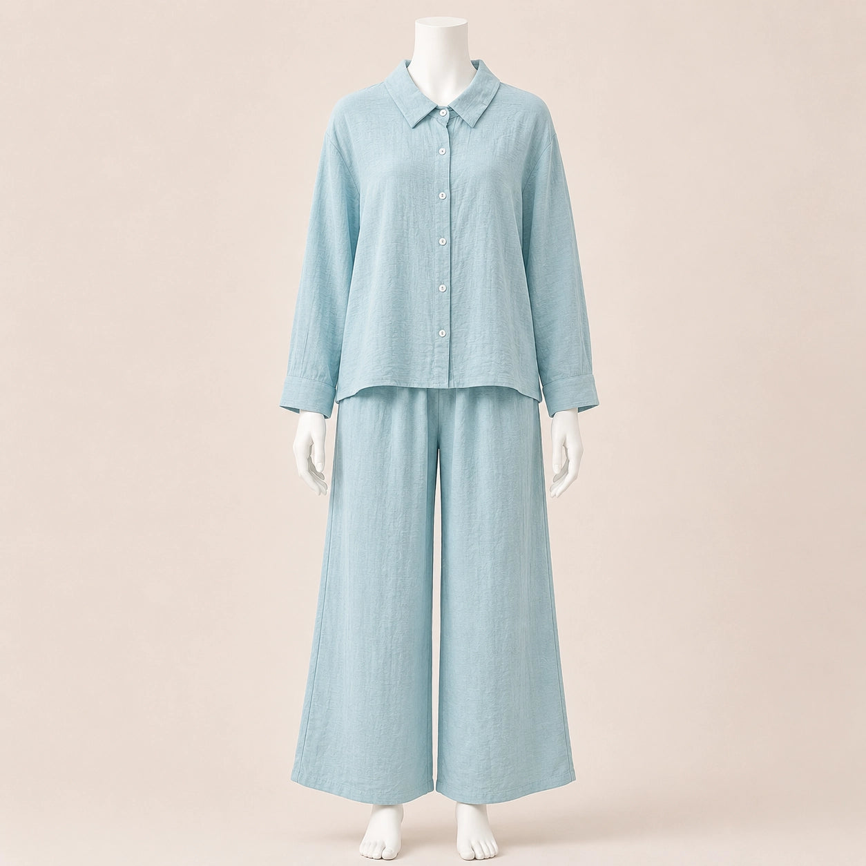 Women Shirt and Wide Leg Pants Set