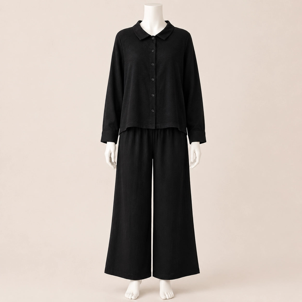Women Shirt and Wide Leg Pants Set