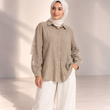 Women Embroidered Sleeve Relaxed Shirt