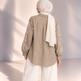 Women Embroidered Sleeve Relaxed Shirt