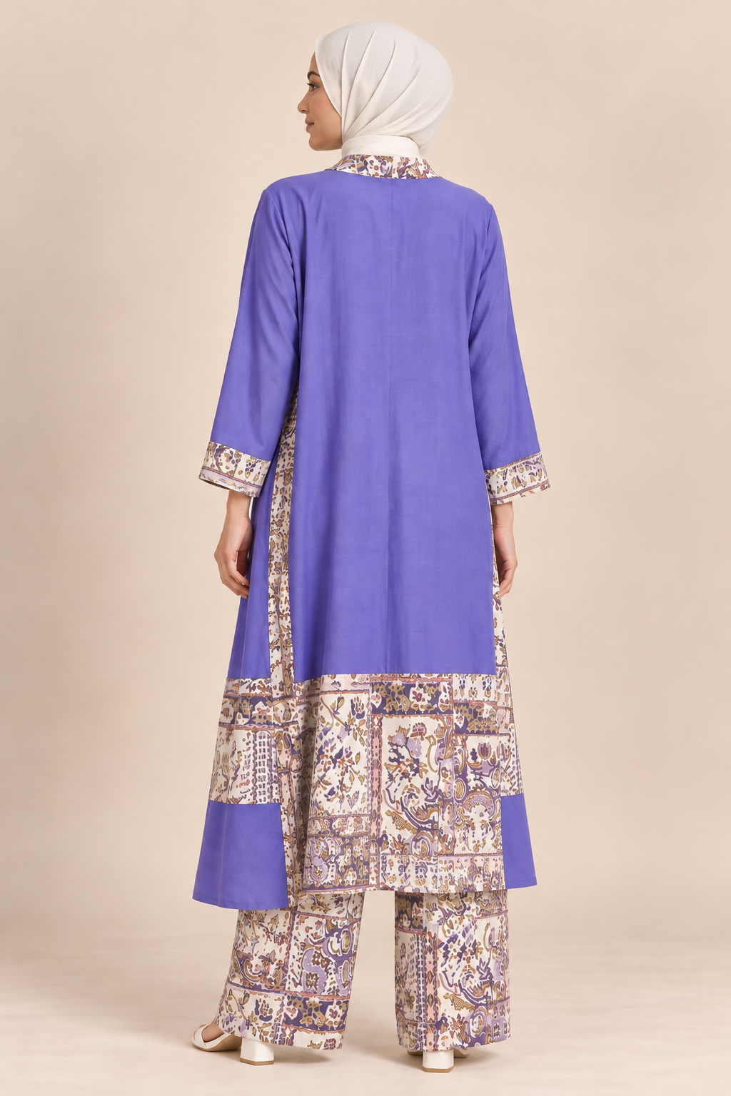 Women Printed Wide-Leg Pants & Long Kimono Set