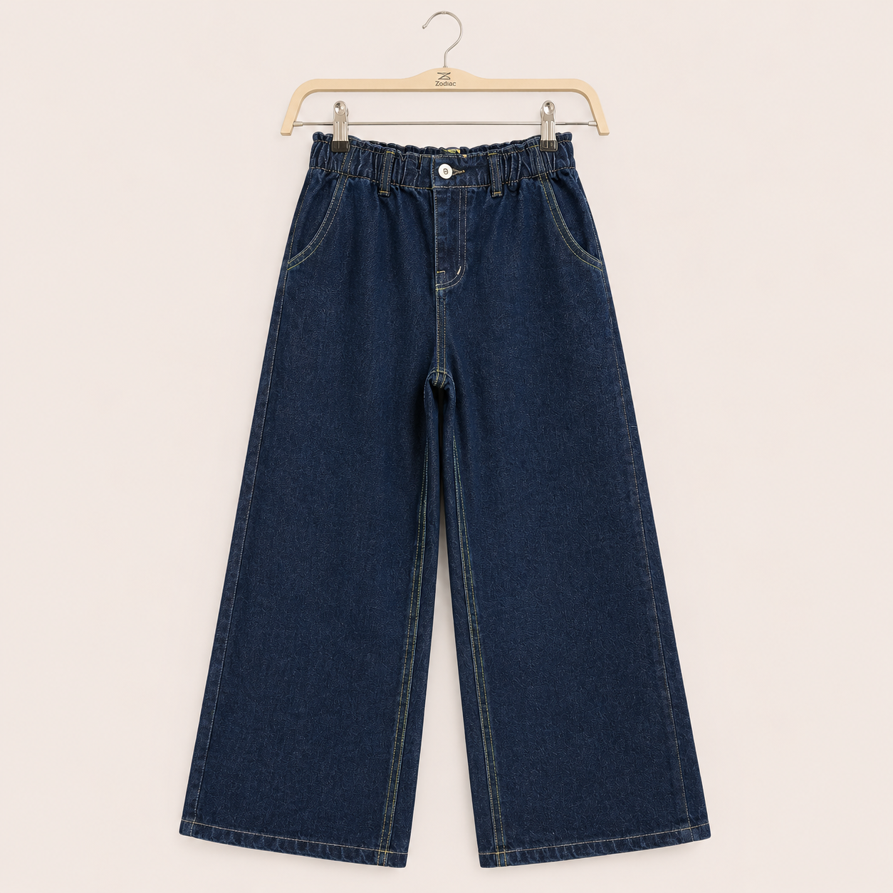 Elastic Waist Wide Leg Denim