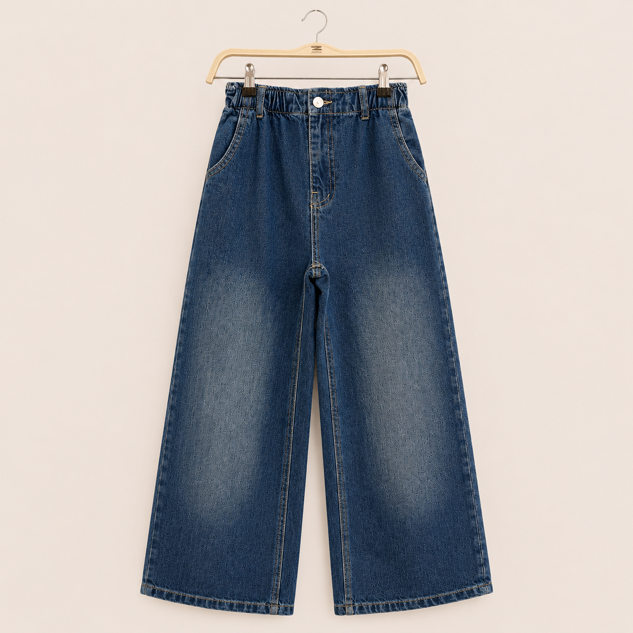 Elastic Waist Wide Leg Denim
