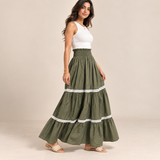Women Tiered Smocked Waist Maxi Skirt