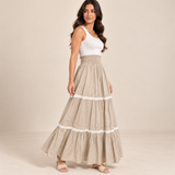 Women Tiered Smocked Waist Maxi Skirt